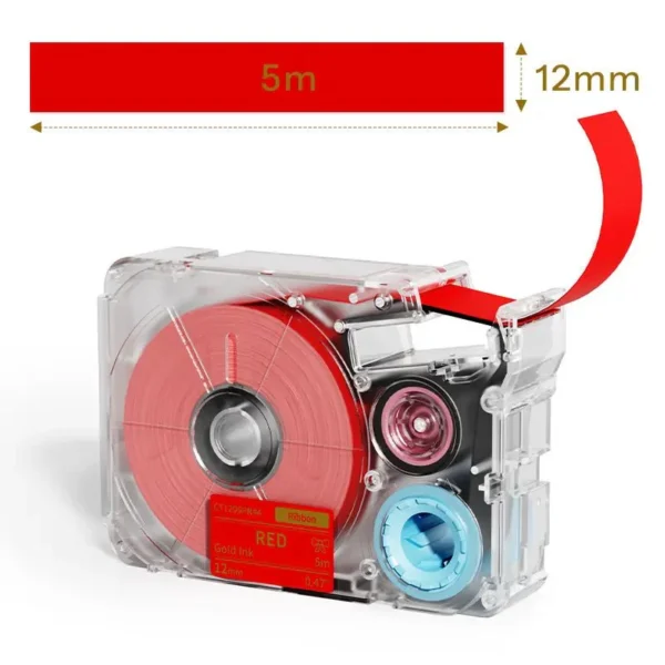 phomemo-12mmx5m-pastel-bluewhitered-ribbon-label-tapes-for-p15a30-8464569 Phomemo 12 mm x 5 m Rubans Rouge